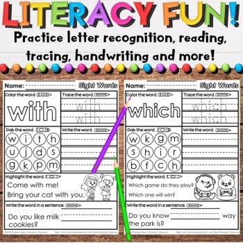 Sight Word Practice Worksheets - Back to School Activities for High Frequency, image 3