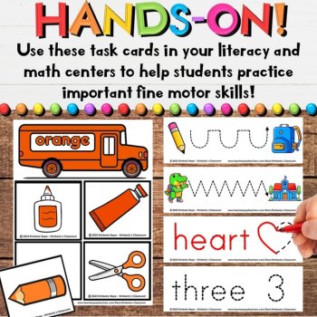 Back to School Math & Literacy Centers Task Cards & Play Mats Activities, image 2