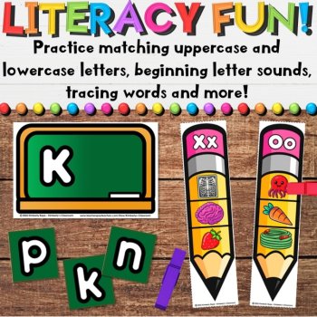 Back to School Math & Literacy Centers Task Cards & Play Mats Activities, image 3