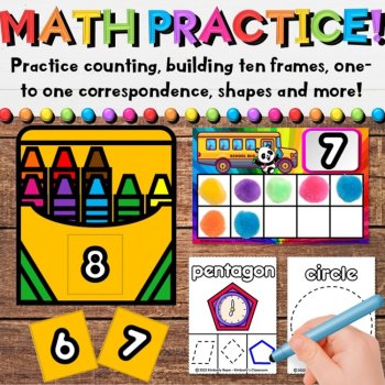 Back to School Math & Literacy Centers Task Cards & Play Mats Activities, image 4