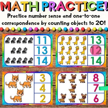 Safari Math Task Cards & Summer Animal Clip Cards for Counting Objects to 20, image 3