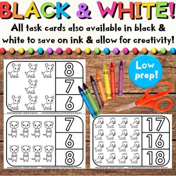 Safari Math Task Cards & Summer Animal Clip Cards for Counting Objects to 20, image 4