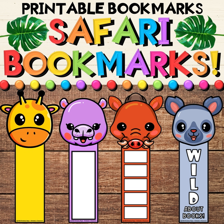 Safari Bookmarks for African Animal End of Year & Back to School Student Gifts
