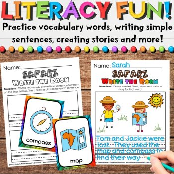 Safari Write the Room - African Animals Vocabulary Cards & Recording Sheets, image 2