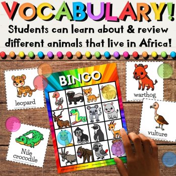 Safari Bingo Games -  Zoo & African Animals Vocabulary Summer Activities, image 3