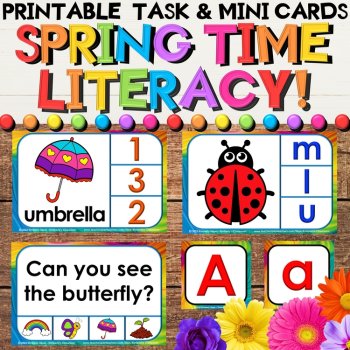 Task & Clip Card Growing Bundle - Beginning Sounds, Reading, Counting, Addition, image 3