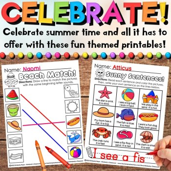 Summer & End of Year Review Worksheets with Math & Writing Practice Activities, image 2