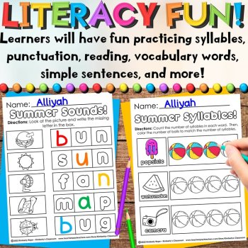 Summer & End of Year Review Worksheets with Math & Writing Practice Activities, image 4