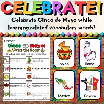 Cinco de Mayo Write the Room - Spanish & English Vocabulary & Recording Sheets, image 2