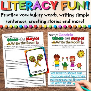 Cinco de Mayo Write the Room - Spanish & English Vocabulary & Recording Sheets, image 3