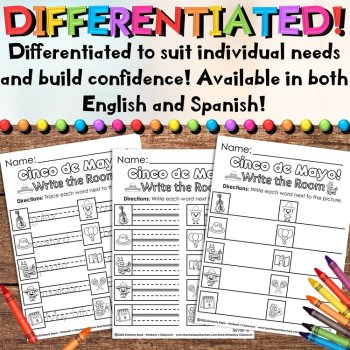 Cinco de Mayo Write the Room - Spanish & English Vocabulary & Recording Sheets, image 4
