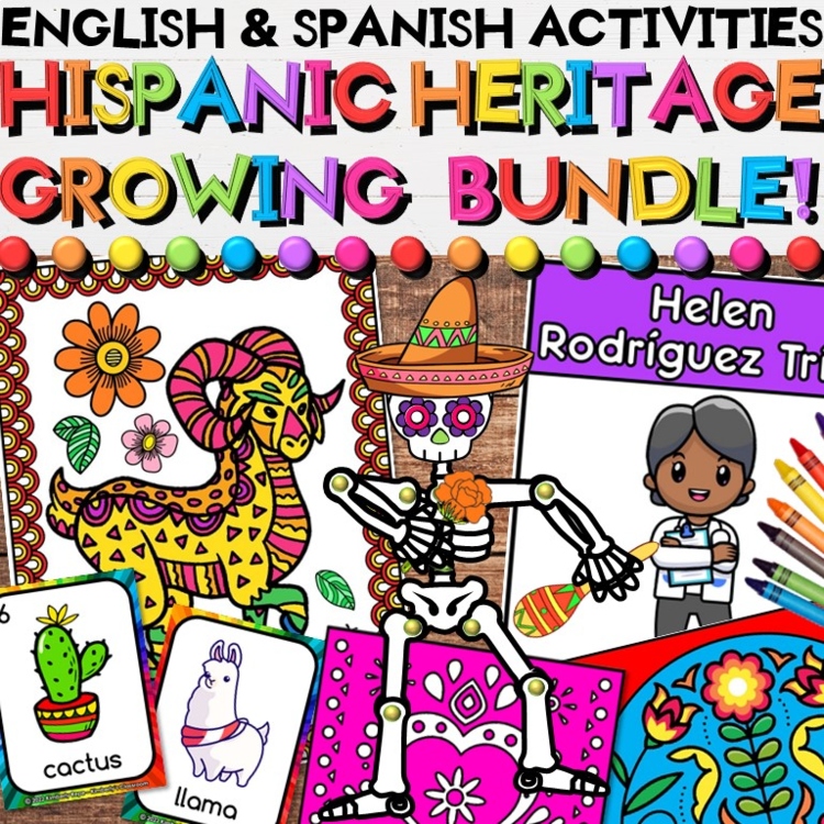 Hispanic Heritage Month and Spanish Holiday Activities Growing Bundle