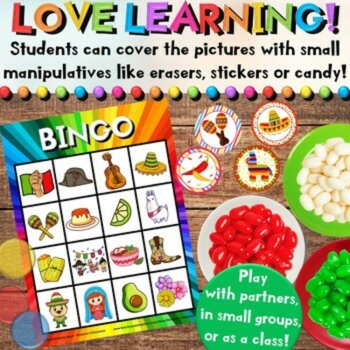 Cinco de Mayo Fiesta Bingo Game Activities - Spanish & English Vocabulary, image 2
