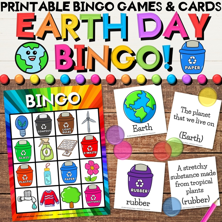 Earth Day & Recycling Bingo Game Activities - Sight Words, Pictures, & Riddles
