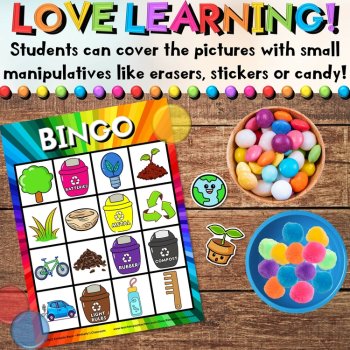 Earth Day & Recycling Bingo Game Activities - Sight Words, Pictures, & Riddles, image 2