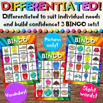 Earth Day & Recycling Bingo Game Activities - Sight Words, Pictures, & Riddles, image 4