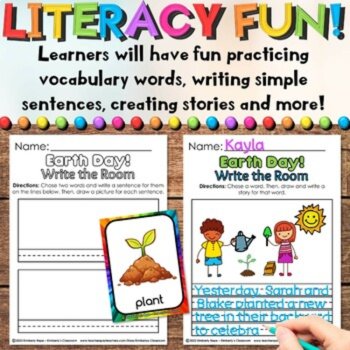FREE Earth Day & Recycling Write the Room Vocabulary Cards & Recording Sheets, image 3
