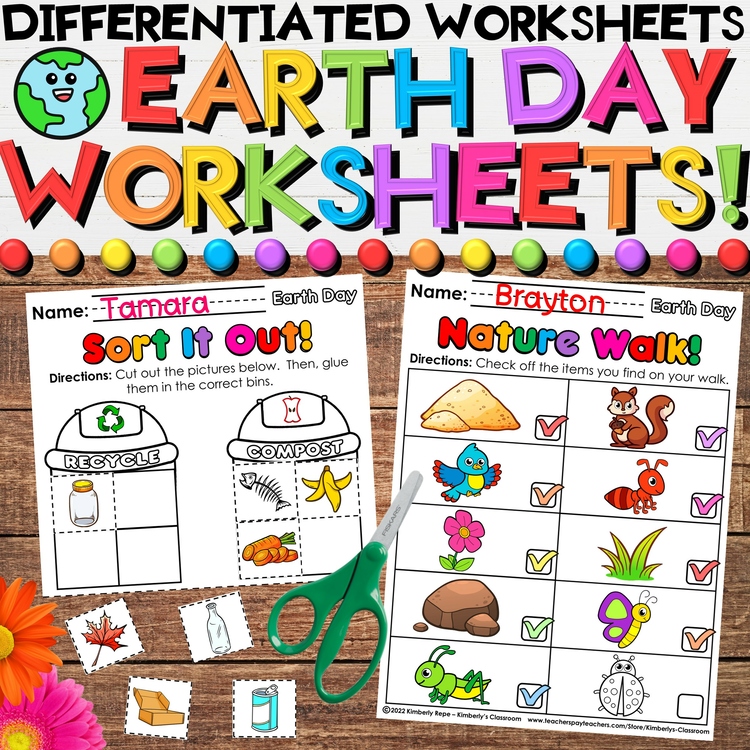 Earth Day & Recycling Worksheet Activities for Math, Literacy, Science & Social