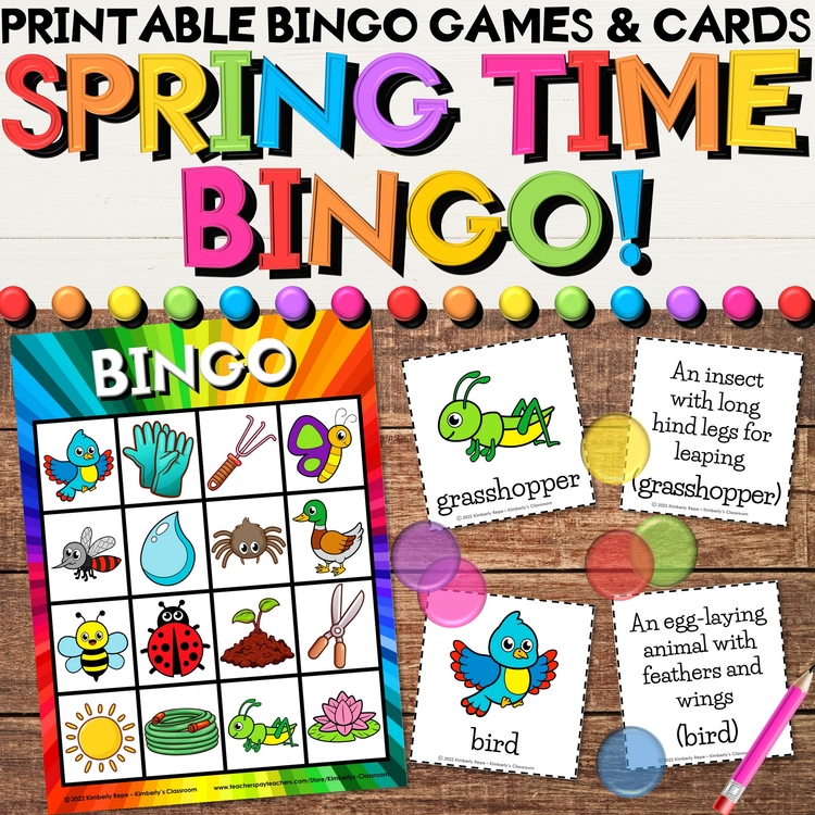 Spring Garden Differentiated Bingo Game Activities with Definitions & Riddles