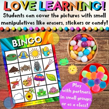 Spring Garden Differentiated Bingo Game Activities with Definitions & Riddles, image 2