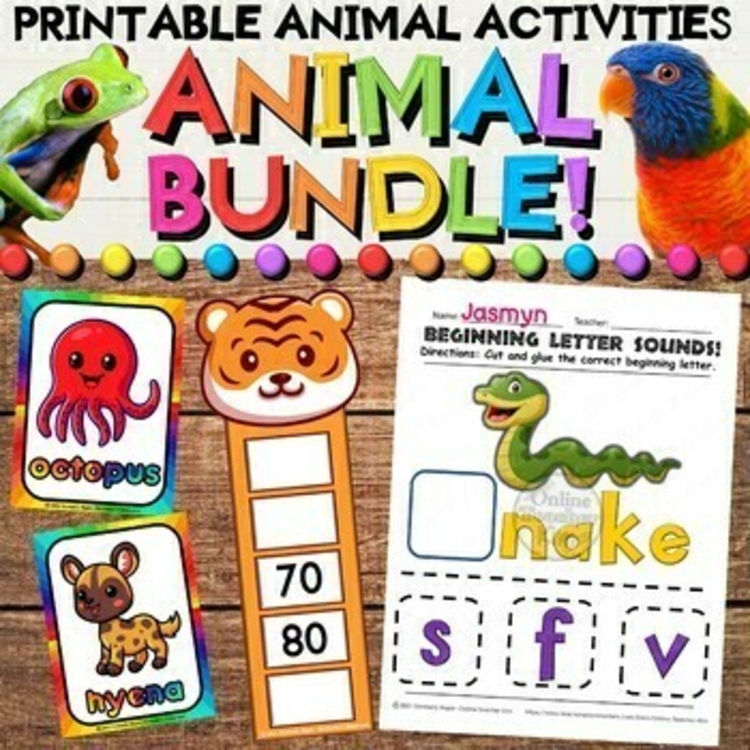 Animal Growing Bundle with Math, Literacy, Crafts, Games, & Worksheet Activities