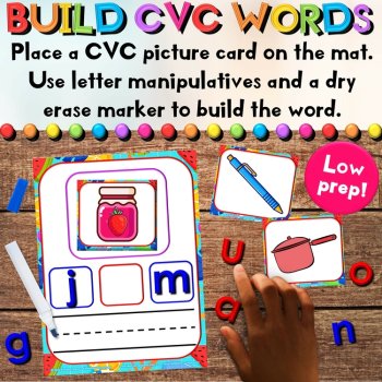 Summer CVC Middle Letter Sounds Phonics Center - Task Cards & Writing Activities, image 2