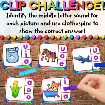 Summer CVC Middle Letter Sounds Phonics Center - Task Cards & Writing Activities, image 4