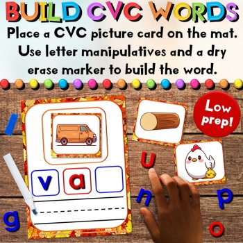 Fall CVC Ending Letter Sounds Phonics Center - Task Cards & Writing Activities, image 2