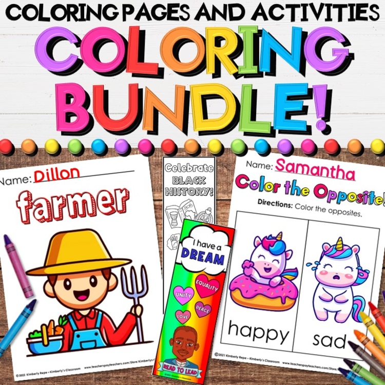Coloring Pages Growing Bundle - Seasons, Vocabulary, Holidays, Writing & Tracing