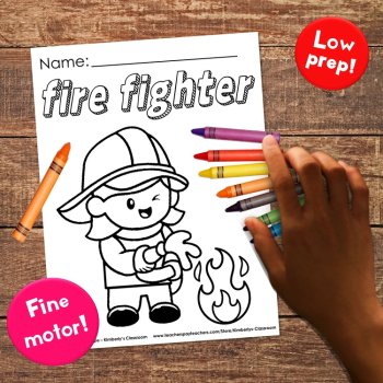 Community Helpers Coloring Sheets with Equipment Vocabulary for Job Education, image 3