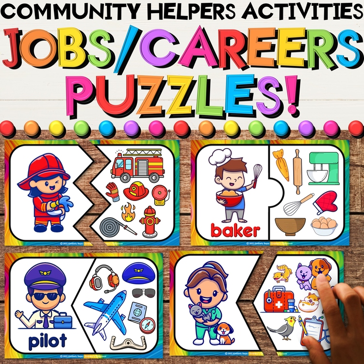 Community Helpers & Equipment Puzzle Activities for Job & Career Exploration