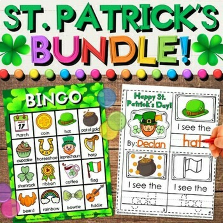 St. Patrick's Day Growing Activities Bundle - Literacy, Math, Games, Fine Motor