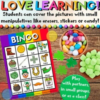 St. Patrick's Day Bingo Game Activities with Irish Vocabulary Call Cards, image 2