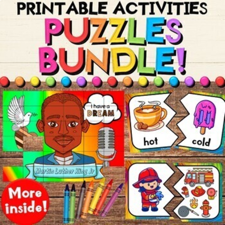 Puzzles Growing Bundle with Math, Literacy, Health, & Holiday Activities