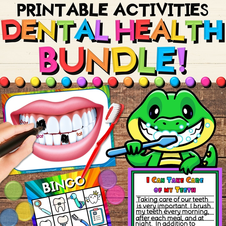 Dental Health & Hygiene Activities Bundle with Math and Literacy Practice
