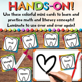 Dental Health Math & Literacy Mini Picture Cards and Vocabulary Flash Cards, image 2