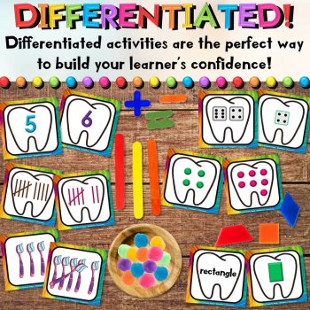 Dental Health Math & Literacy Mini Picture Cards and Vocabulary Flash Cards, image 4