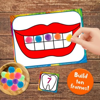 Dental Health Building & Counting Ten Frames Activities with Math Number Cards, image 3