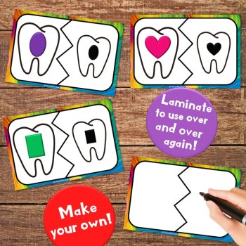 Dental Health & Hygiene Math & Literacy Puzzles with Alphabet & Shape Activities, image 4