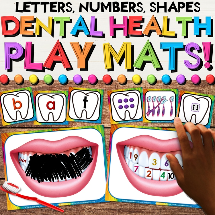 Dental Health & Hygiene Teeth Brushing Centers with Word Family Activities