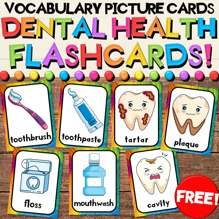 Dental Health & Hygiene with Teeth & Mouth Flash Cards & Picture Cards for FREE