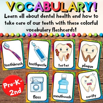 Dental Health & Hygiene with Teeth & Mouth Flash Cards & Picture Cards for FREE, image 2