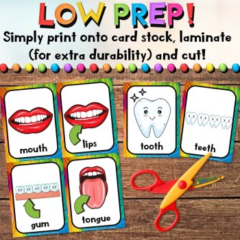 Dental Health & Hygiene with Teeth & Mouth Flash Cards & Picture Cards for FREE, image 4