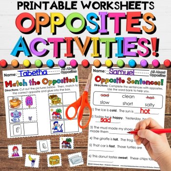Opposites Day Bundle With All About Antonyms Math & Literacy Activities, image 3