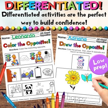 Opposites Worksheets - Printable Antonyms, Math, Writing, & Reading Activities, image 3