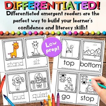 Opposites Day Emergent Mini Readers - Antonyms Vocabulary Books with Writing, image 3