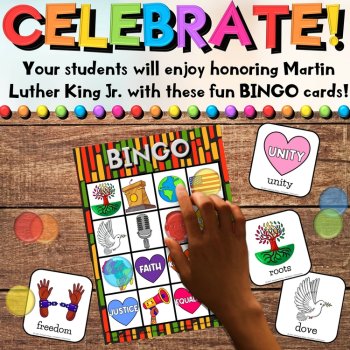 Martin Luther King Jr. Bingo Game with Black History Month Vocabulary Activities, image 3
