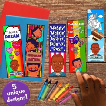 Dr. Martin Luther King Jr. Bookmarks & Black History Month Coloring Activities, image 2