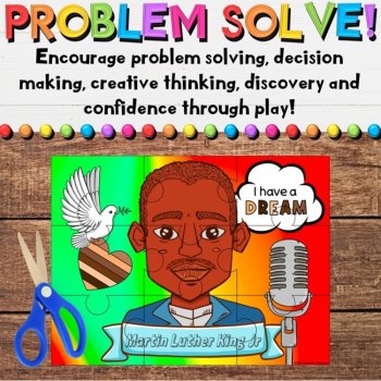 Martin Luther King Coloring Art Puzzle Activities - Individual or Collaborative, image 2