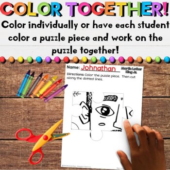 Martin Luther King Coloring Art Puzzle Activities - Individual or Collaborative, image 4